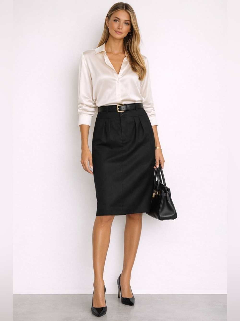 Ralph Lauren Black Label Tailored Pencil Skirt Black Size 10 Luxury Wool
